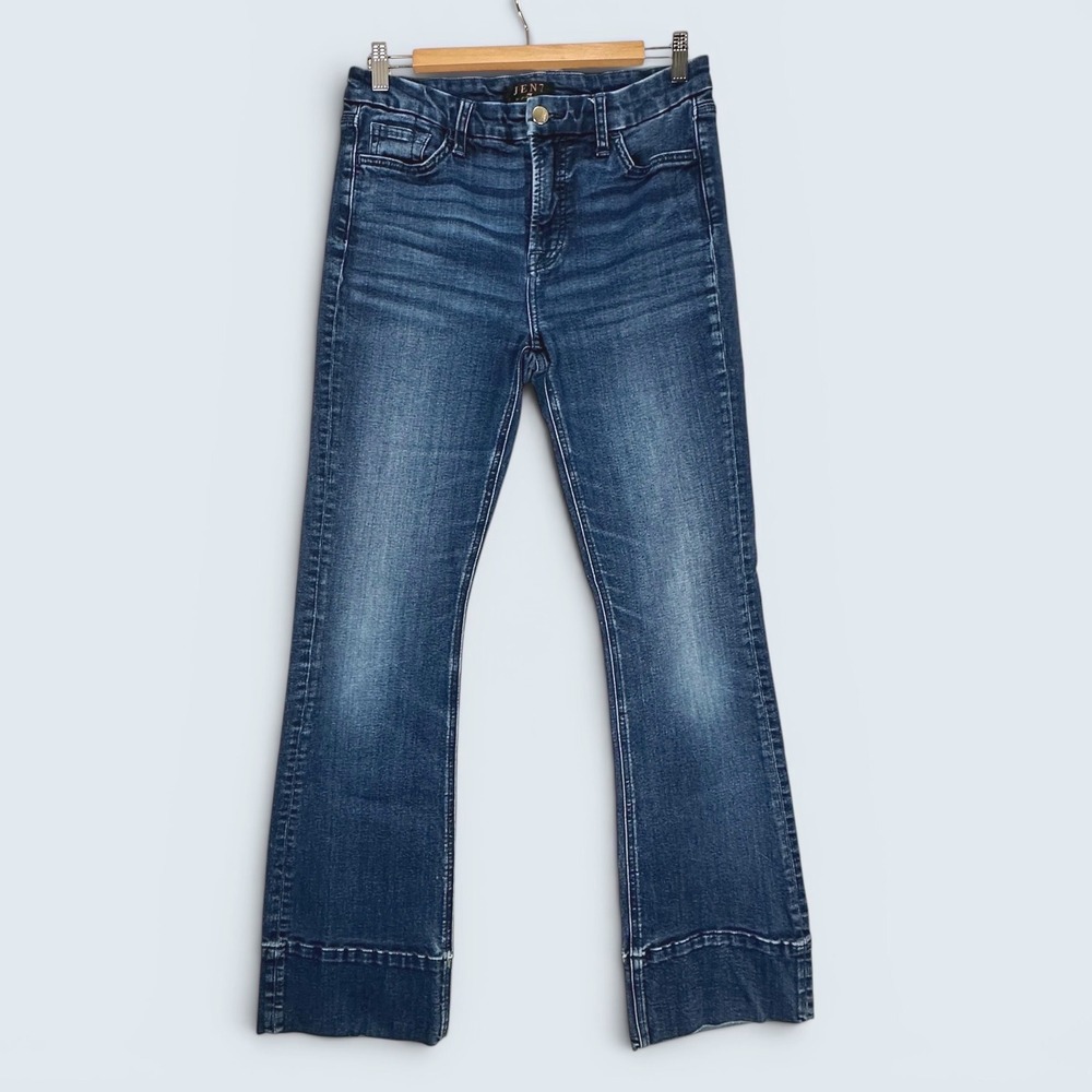 JEN7 by 7 For All Mankind Women Blue Wide Cuff Bootcut Jeans Size 8 High‎ Rise